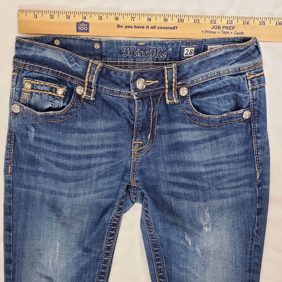 Miss Me Jeans Size 28x27 Rhinestone Cropped Ankle Capri Boot Cut Womens Pants - Picture 5 of 10